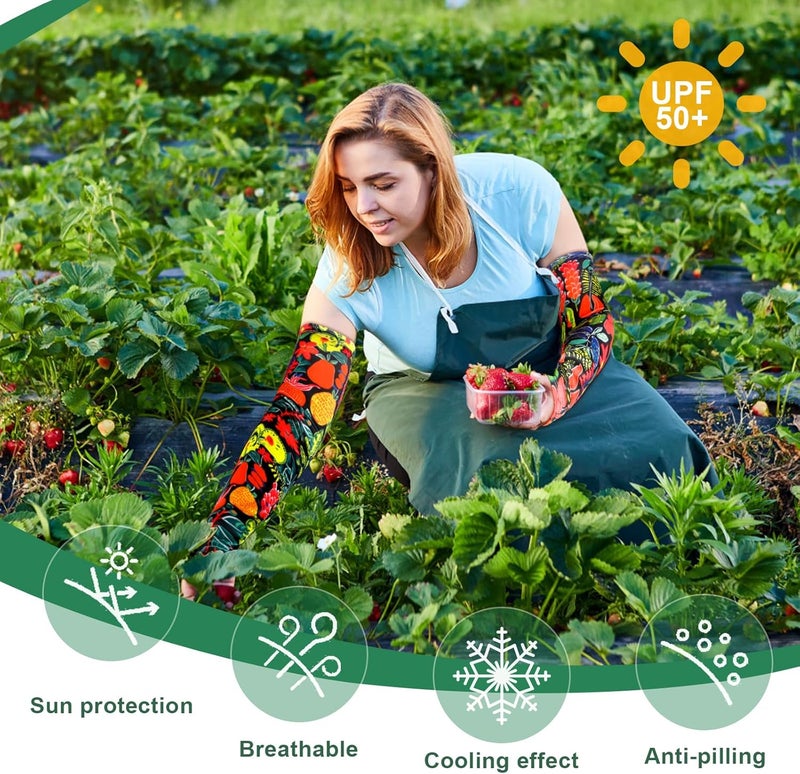 Mukum 4 Pairs Gardening Sleeves Anti-Slip Arm Protection with Thumb Hole Sun Sleeve Cooling Arm Sleeves for Women Men Outdoor - Image 5
